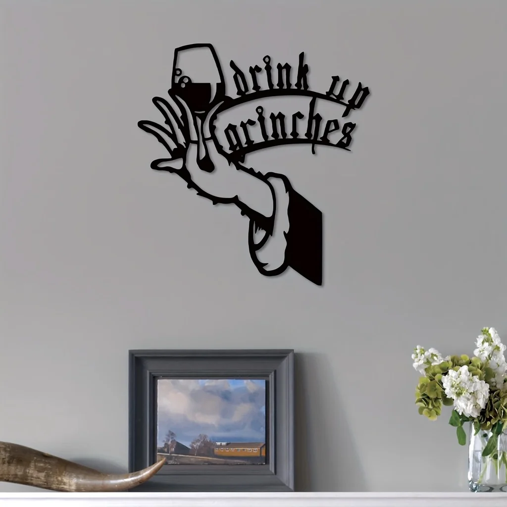 

Drink Up Metal Wall Decor, Unique Drink Sign Wall Decor Plaque Art Geometric Ornaments Bedroom Cut Out for Home, Christmas Decor