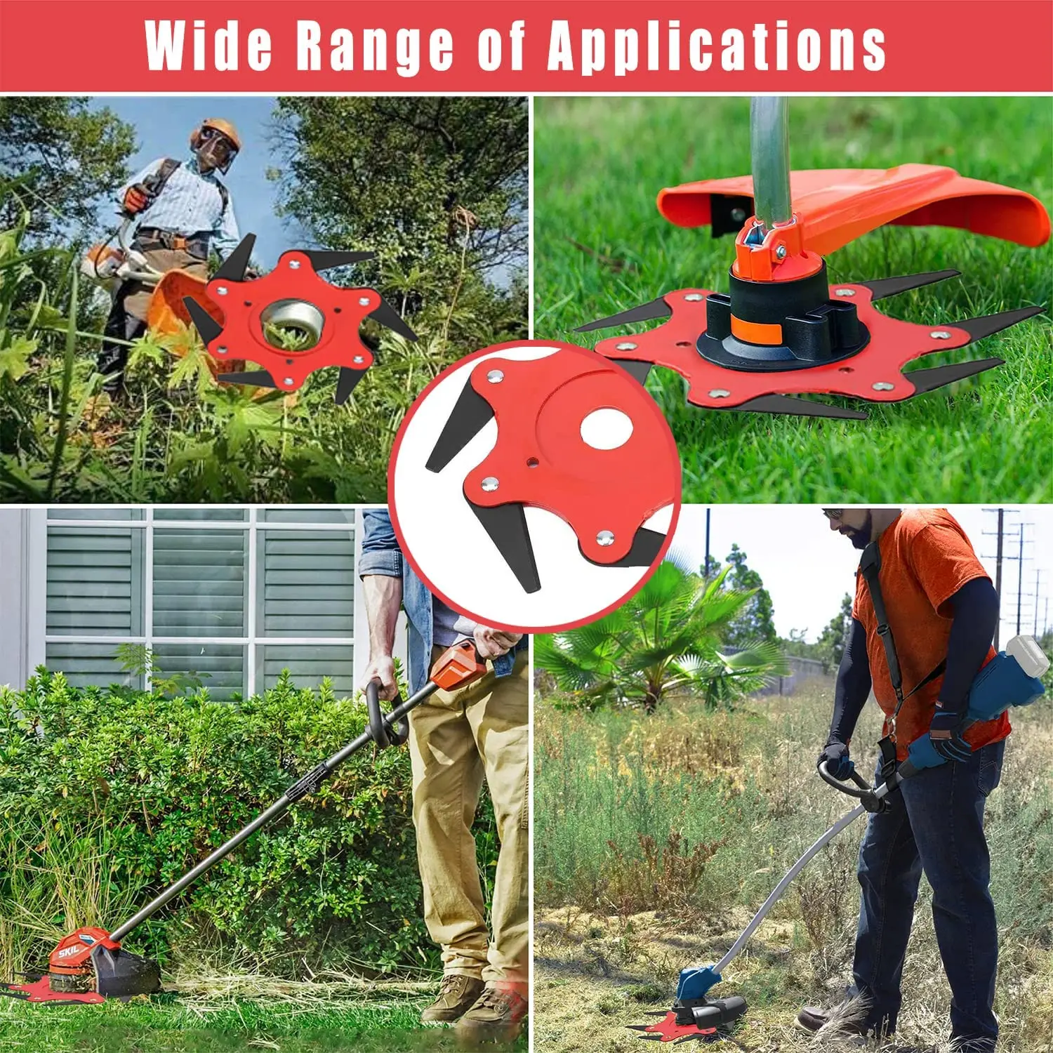 6 Teeth Grass Manganese Steel Cutter Blade Durable Trimmer Head Lawn Weeding Upgraded Universal Weed Eater Blades Metal grass trimmer head aluminum trimmer head grass trimmer blade