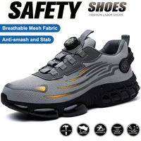 Indestructible Steel Toe Work Shoes for Men Women Rotating Button Safety Shoes Lightweight Construction Work Safety Shoes