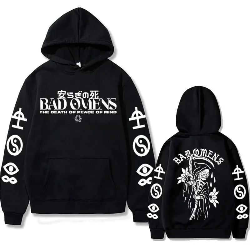 Bad Omens Band Tour American Music Print Hoodie Men Women's The Death of Peace of Mind Skeleton Graphic Hoodies Rock Sweatshirts
