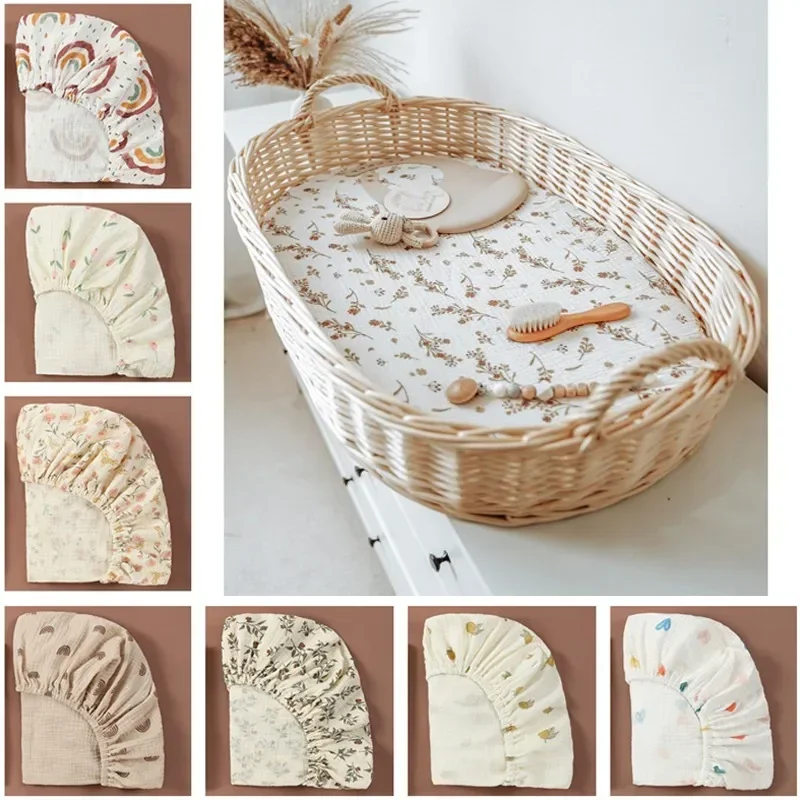 Bassinet Sheets Crib Sheets Bed Sheets Baby Fitted Bassinet Sheet Newborn Changing Pad Cover Solid Printed Breathable Crib Fitted Sheets Cradles Mattress Cover