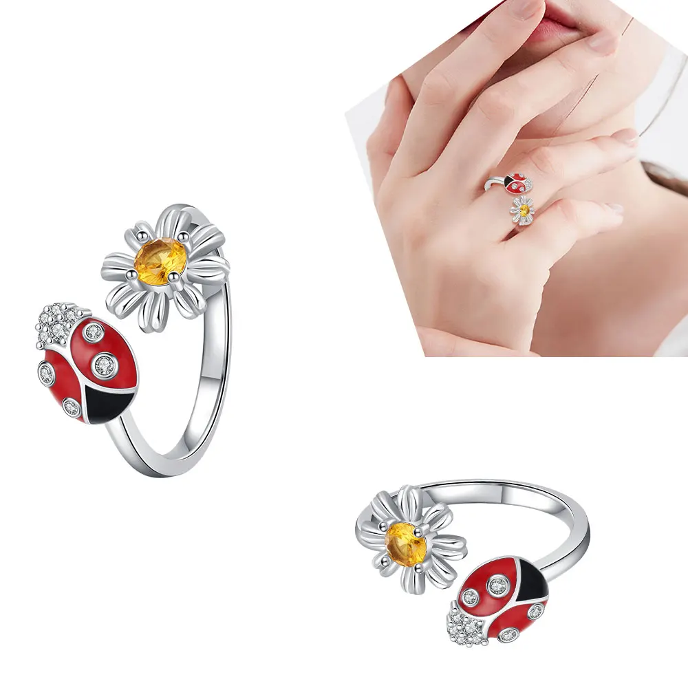 2025 Hot Original Adjustable Hoops Ring S925 Sterling Silver Romantic gift For Women Star Flower rings Love Mother's Day gifts 6