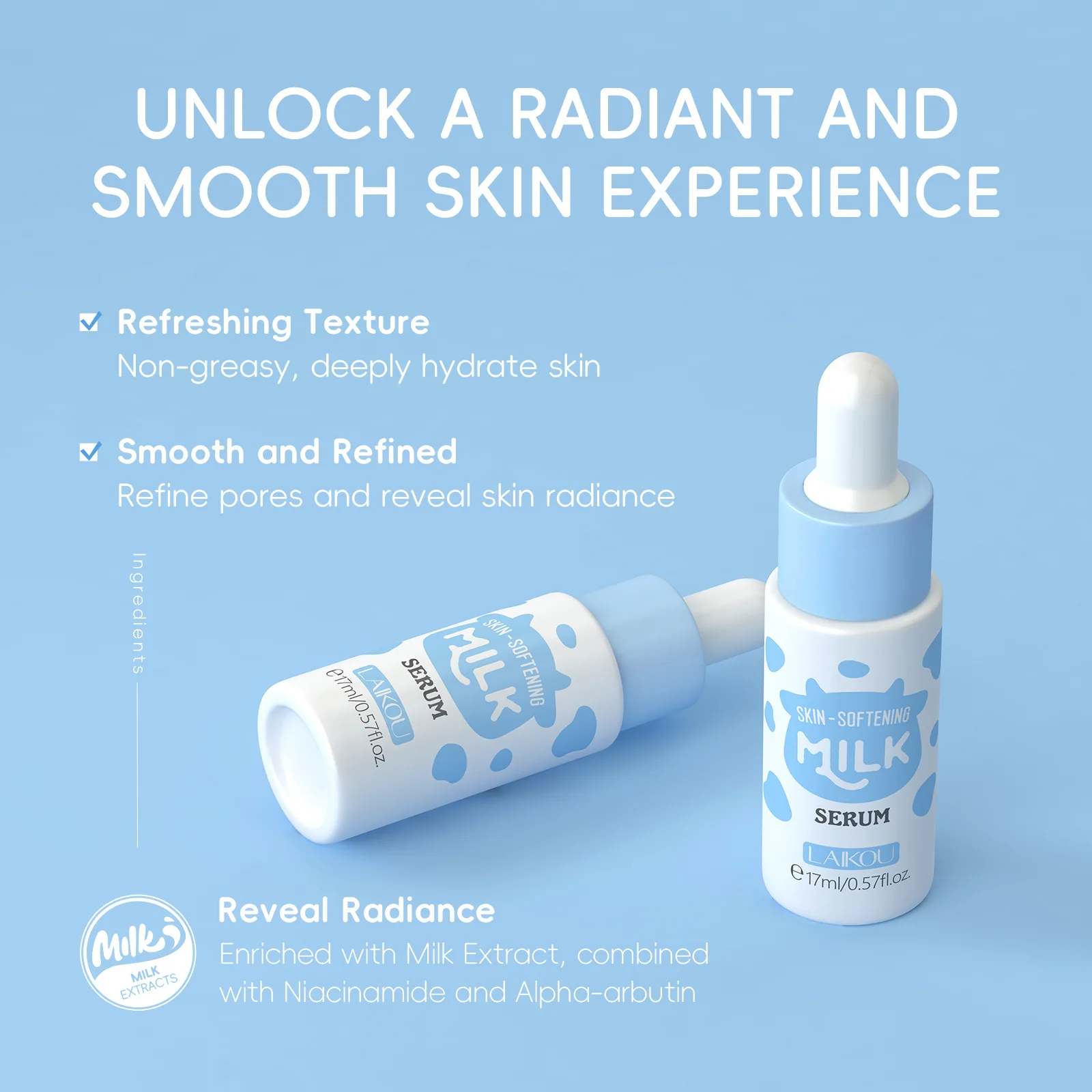 Milk Facial Serum for Face Skincare Moisturizing Hydrating Facial Essence Beauty Face Serum Cream Skin Care Products 17ml 28 Milk Facial Serum for Face Skincare Moisturizing Hydrating Facial Essence Beauty Face Serum Cream Skin Care Products 17ml - Image 2