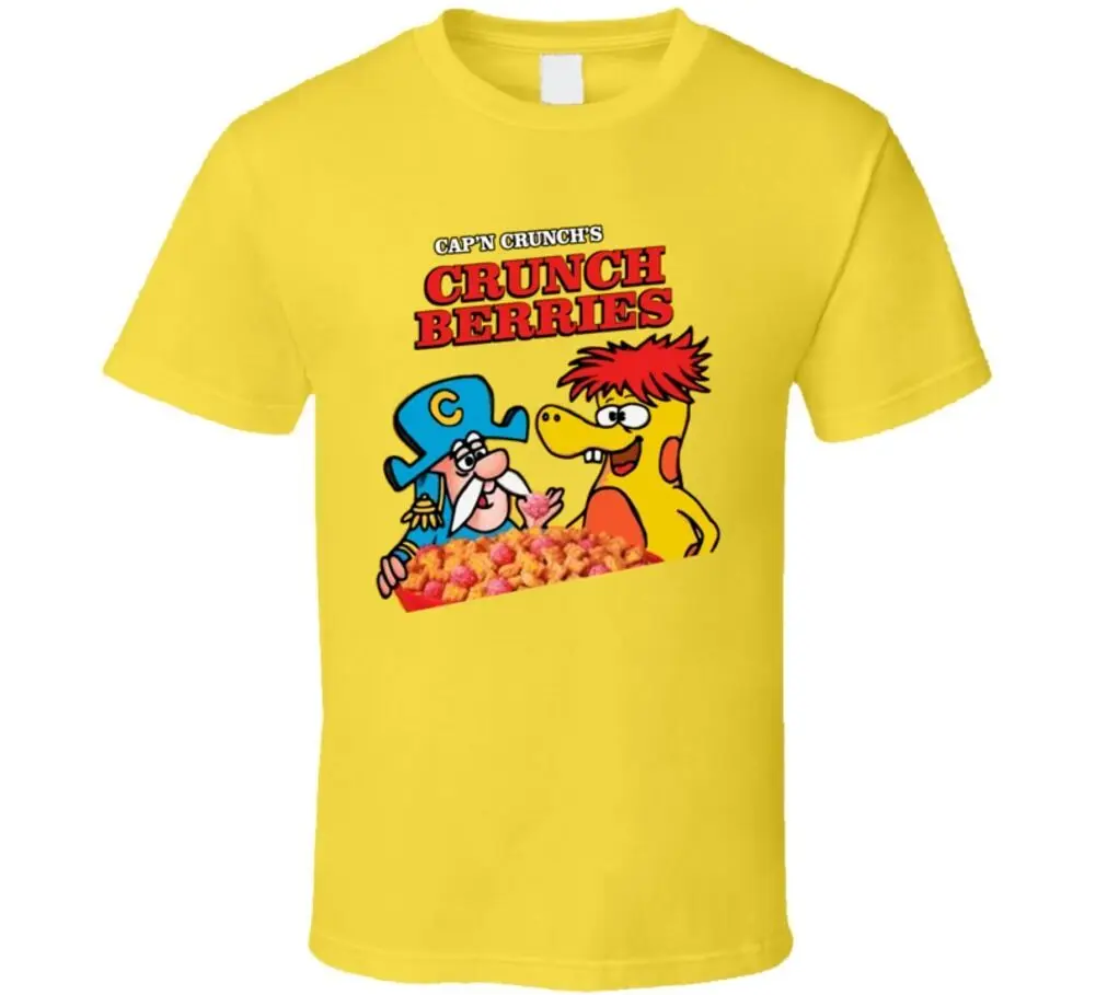 Cap N Crunch Berries Funny Cereal Retro Sugar Snack T Shirt Maniche Lunghe O Corte