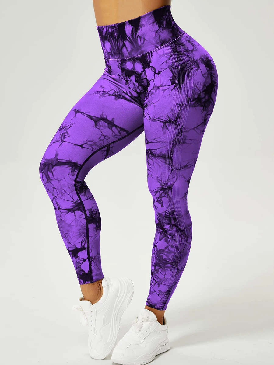 

Seamless Tie Dye Scrunch Yoga Leggings For Women High Waist Push Up Gym Tights Tummy Control Workout Sport Fitness Pants Ladies