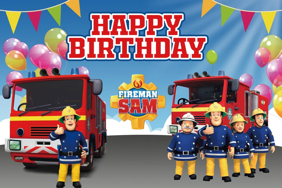 Toile De Fond De Photographie De Sam Le Pompier Pour La Fête D