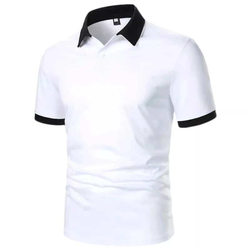 Men Summer Slim Fit Collar Spell Color Tops Polo Shirt , Men Slim Fit