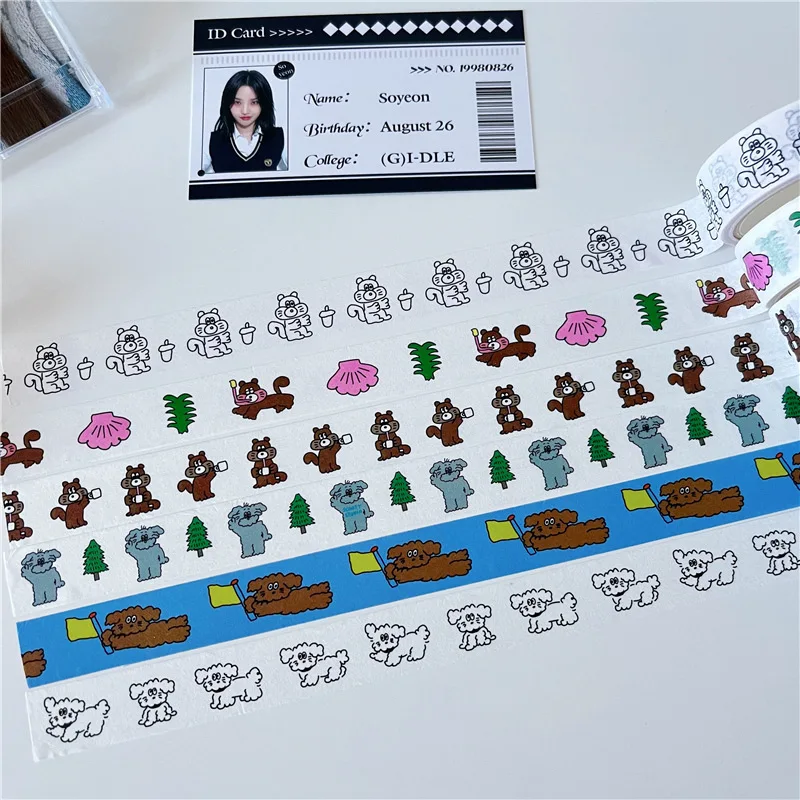 Korean INS style cute washi paper squirrel puppy hand-painted washi tape