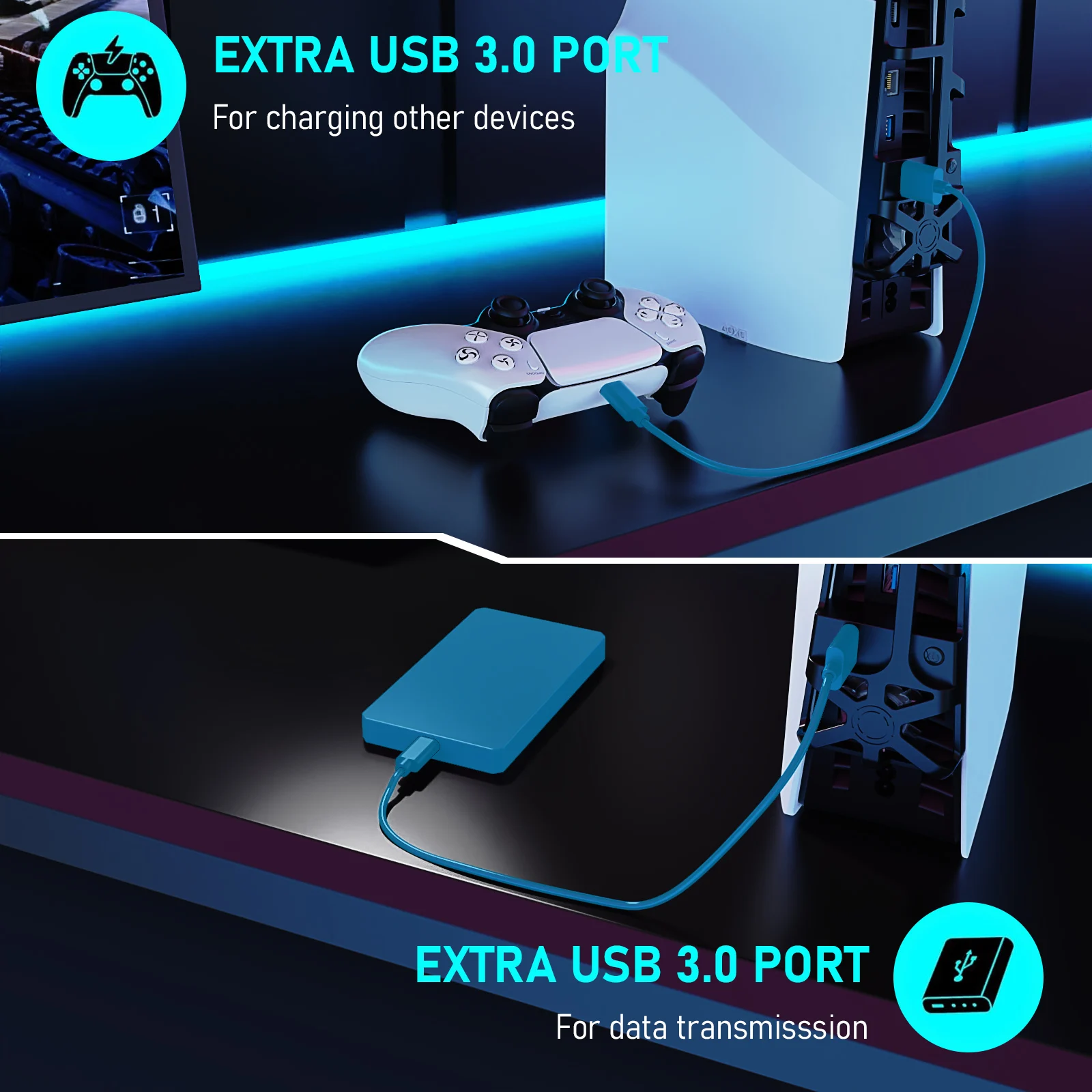 It belongs to the PS5 Slim Optical Drive-Digital Edition console multi-function cooling fan, RGB light/triple wind speed