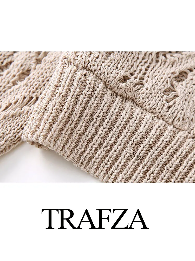 TRAFZA 여성용 카키 크루넥 스웨터, 긴 소매 포켓, 싱글 브레스트 가디건, 여성 캐주얼 코트, TRAF, 여름 패션