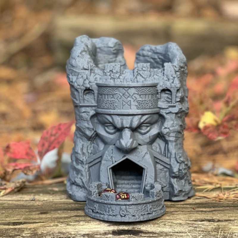 2023 Novelty Dwarf Bastion Dice Towe Moving Dice Tower Sculpture Ornament Statues Home Decorations Game Tools