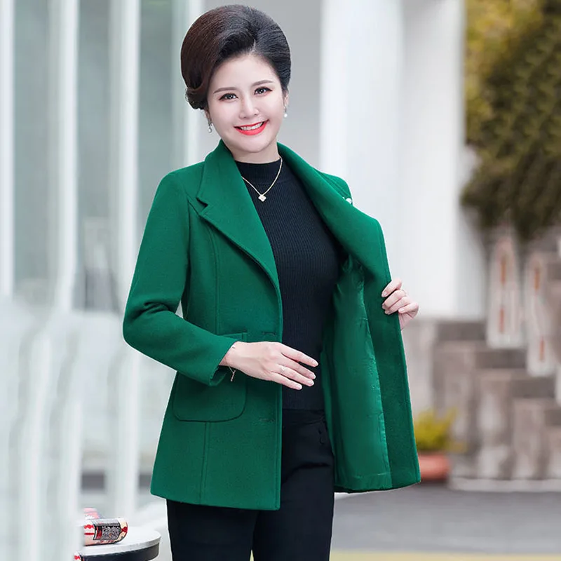 Fashion Short Woolen Female Western-style Middle-aged And Elderly Women's Mother Warm Cotton Tide In Autumn And .