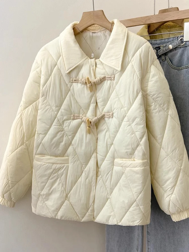White Puffer Jacket Women Winter Thick Warm Cotton Coat Female Korean Fashion Parkas Lady Elegant Casual Loose Sweet Jackets