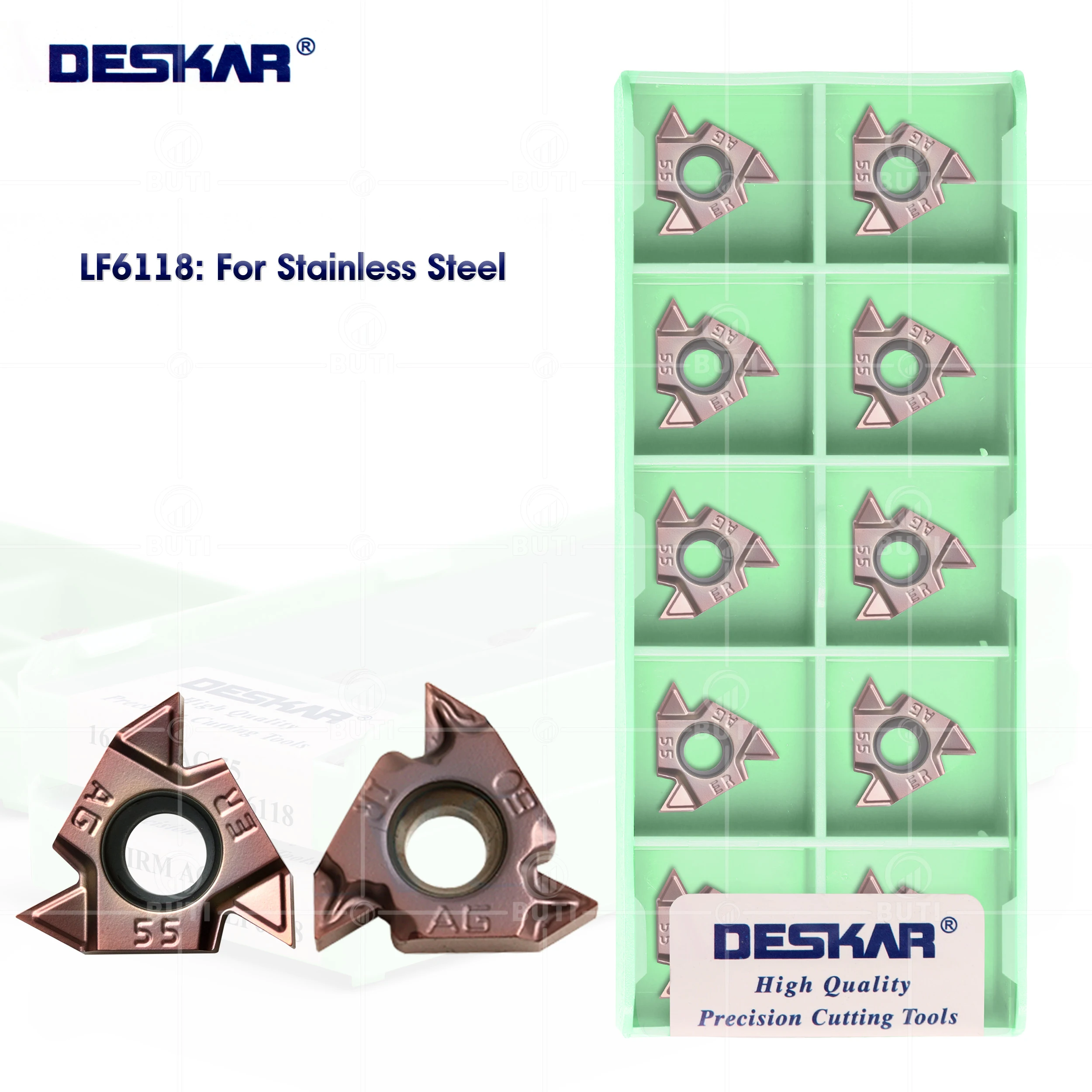 

DESKAR 100% Original 16ERM/IRM 11W 14W AG55 AG60 1.0 1.5ISO 2.0ISO 2.5ISO 3.0ISO LF6118 CNC Lathe Cutter Cutting Carbide Inserts