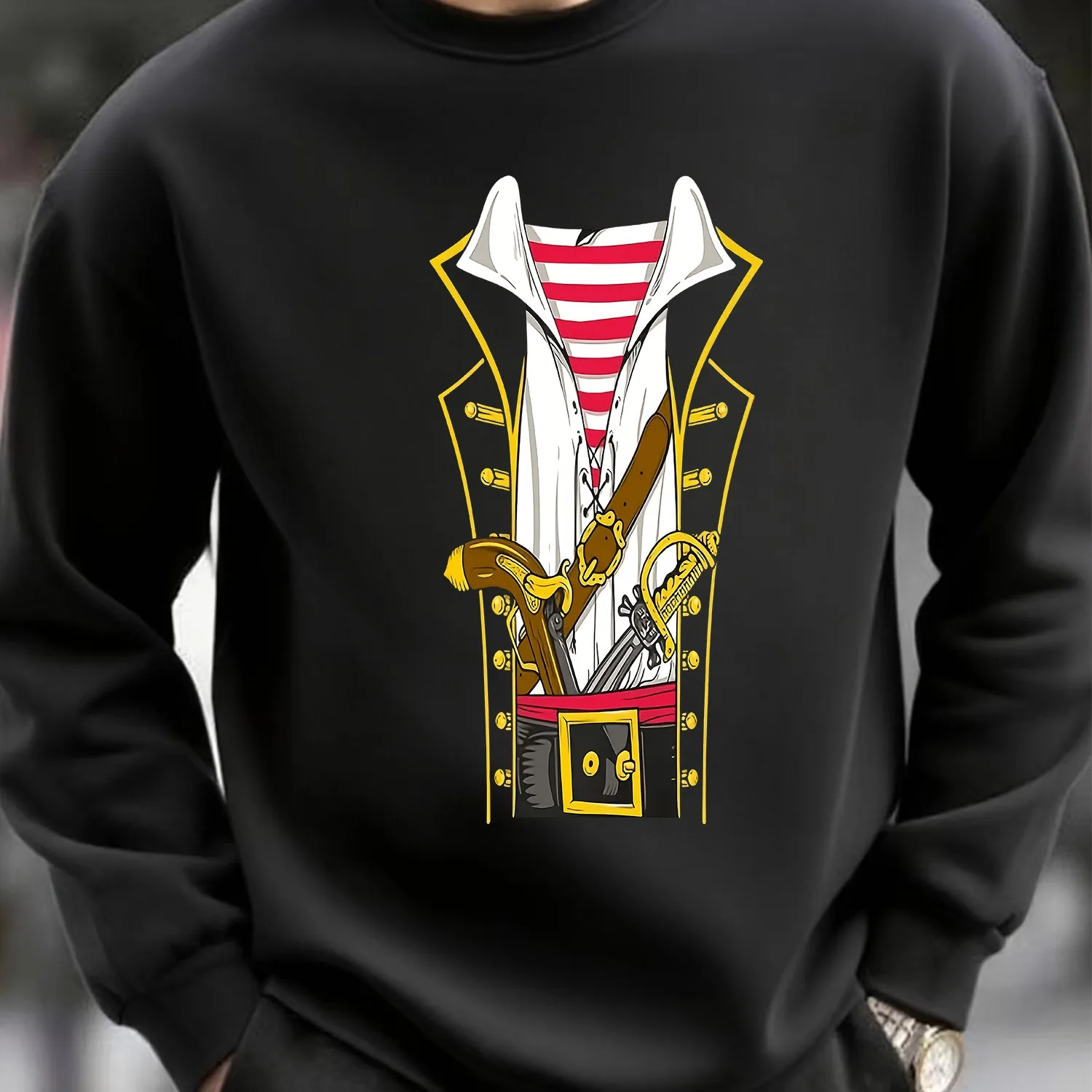 Men's Black Street Style Oversized Sweatshirt - Urban Fashion