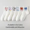 6 Pairs of Women's Spring and Summer Four-seasons Cartoon Fashion Sweet Letter Slogans Cute Comfortable Simple Mid-length Socks 2