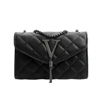 Sacs à main et bourse de luxe noirs pour femmes, sacoche en cuir PU, sac à bandoulière à carreaux, pompon matelassé, marque 6