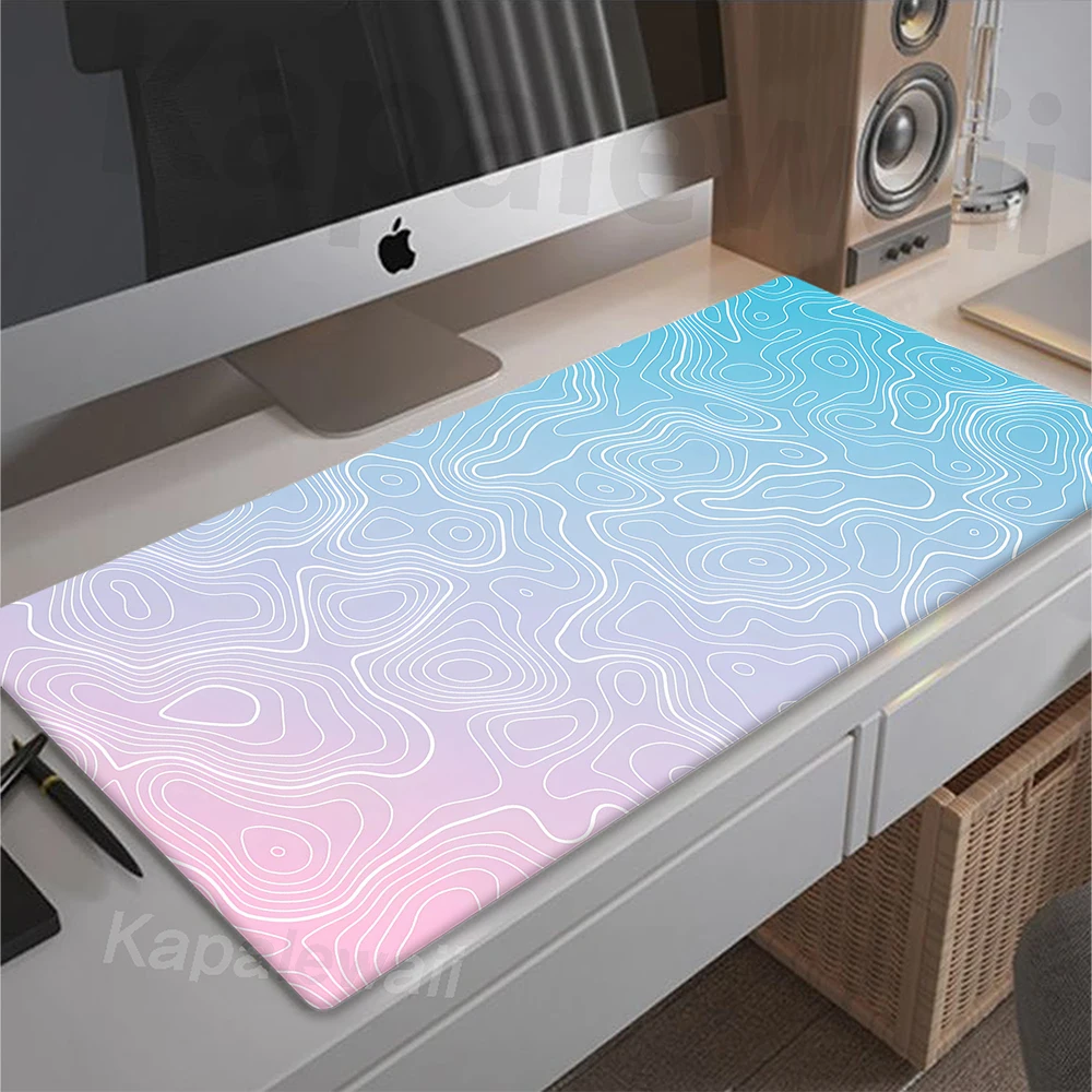 

Large Topographic Map Art Mouse Pad White Mousepad Computer Rubber Mouse Mat Table Carpet Big Mause Mats Office Deskmat 80x30cm