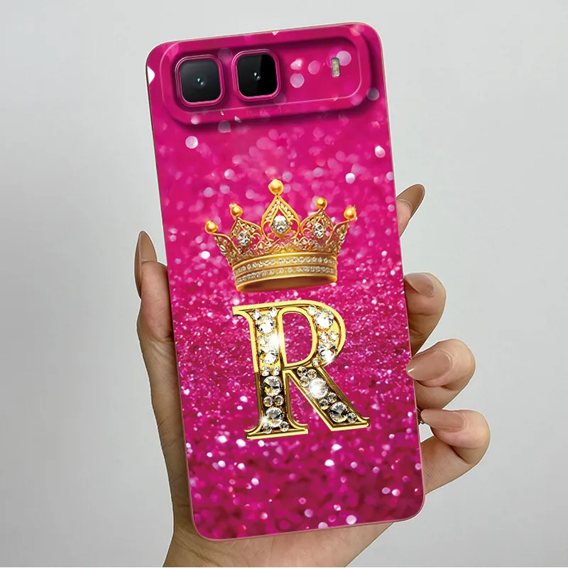 Crown Initial Letters Soft Phone Case with Camera Protection Back Cover