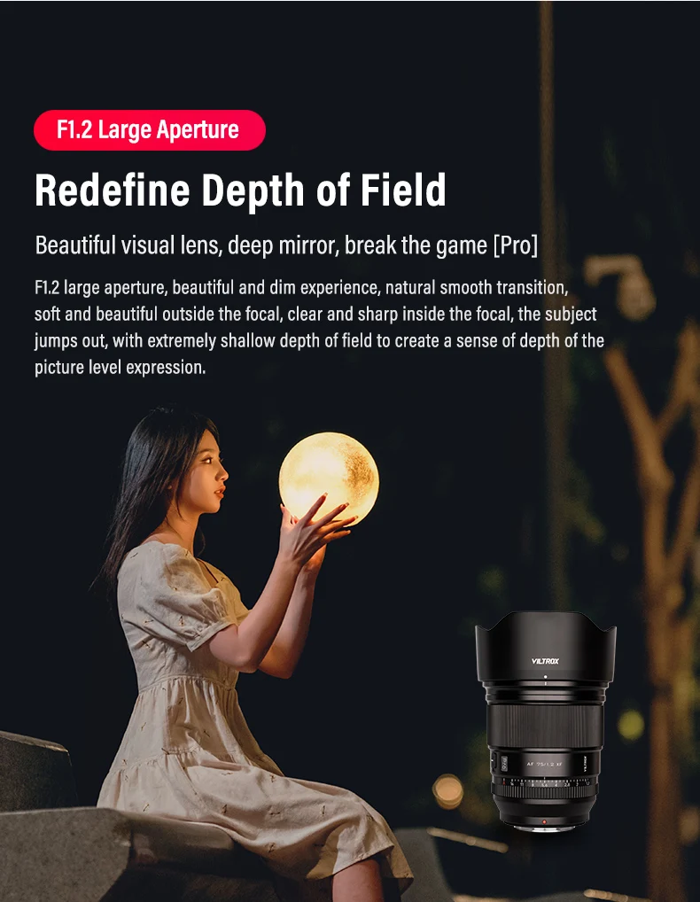 VILTROX 75mm Auto Focus Large Aperture Portrait APS-C for Fujifilm XF Mount Came