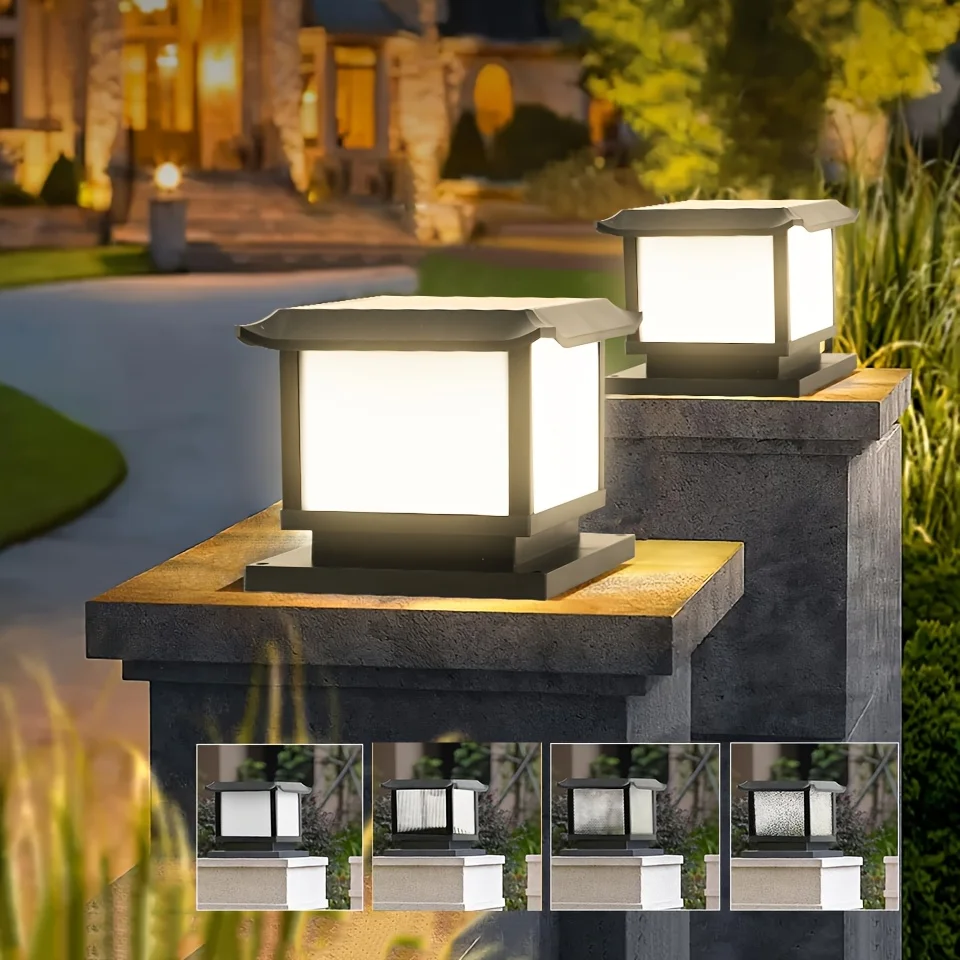 야외 태양광 LED 사각형 울타리 조명 방수 IP65 리모컨으로 색상 조절 가능 LED 정원 조경등 장식용