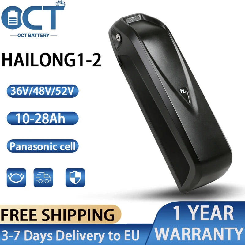 

Hailong 36V 15.6Ah 48V 20Ah 52V 17.5Ah Downtube Battery Panasonic Cell Electric Bike Batteries Pack for 500W 1000W USB Charger
