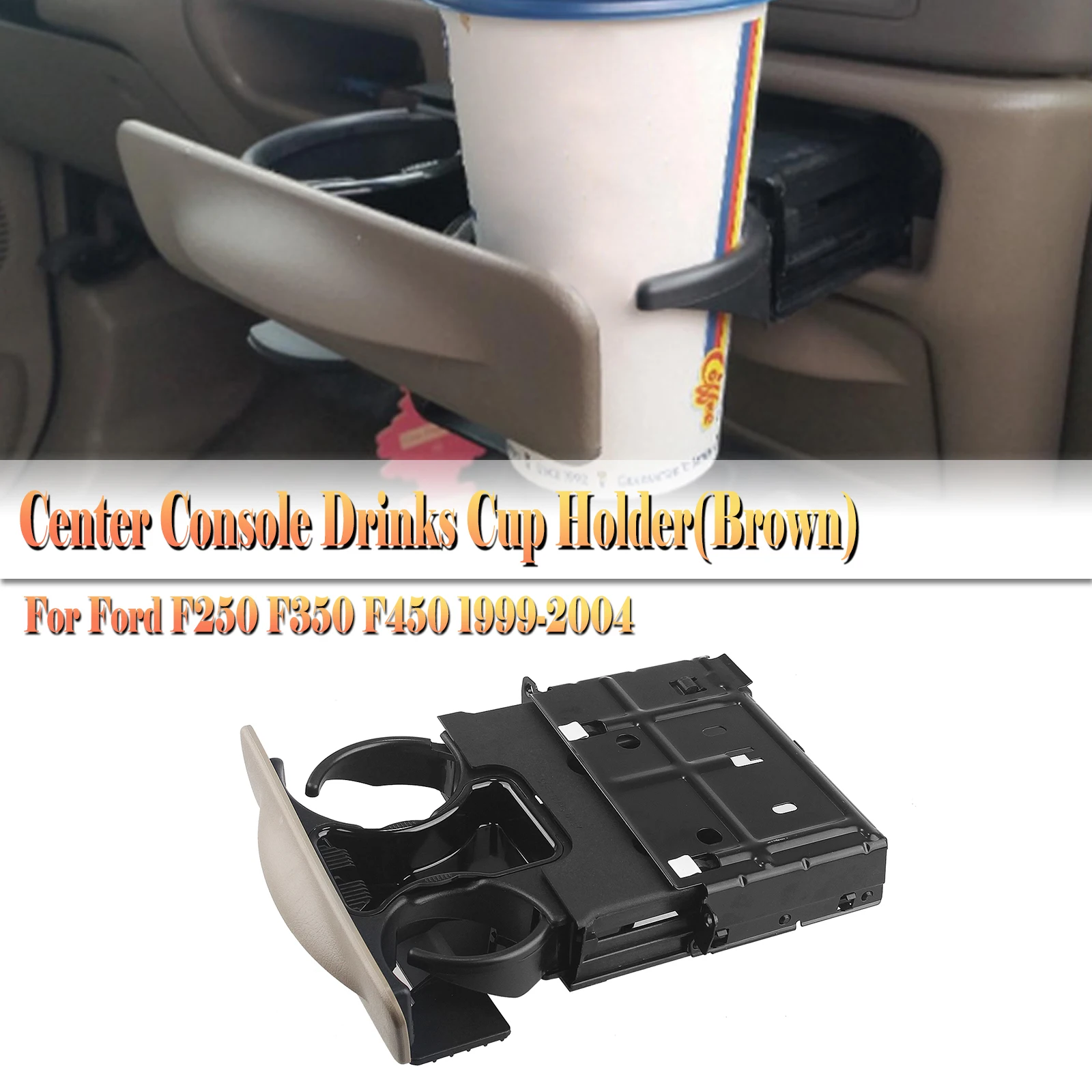 

Center Console Water Drinks Cup Holder Cover Support For Ford F250 F350 F450 F550 1999-2004