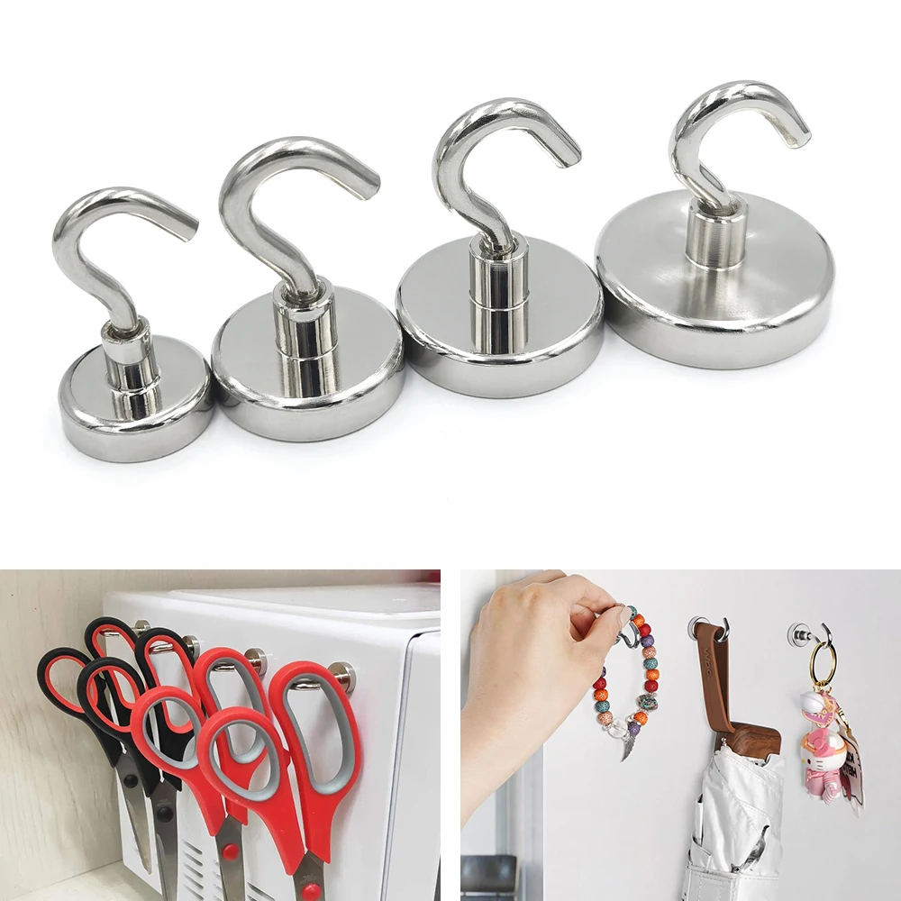 10/20pcs super starkes Neodym leistungs starke Magnet haken Ring Metall magnet mit gebogenem Haken halter zum Aufhängen, Kühlschrank, Wand, Schlüssel – Detail 8