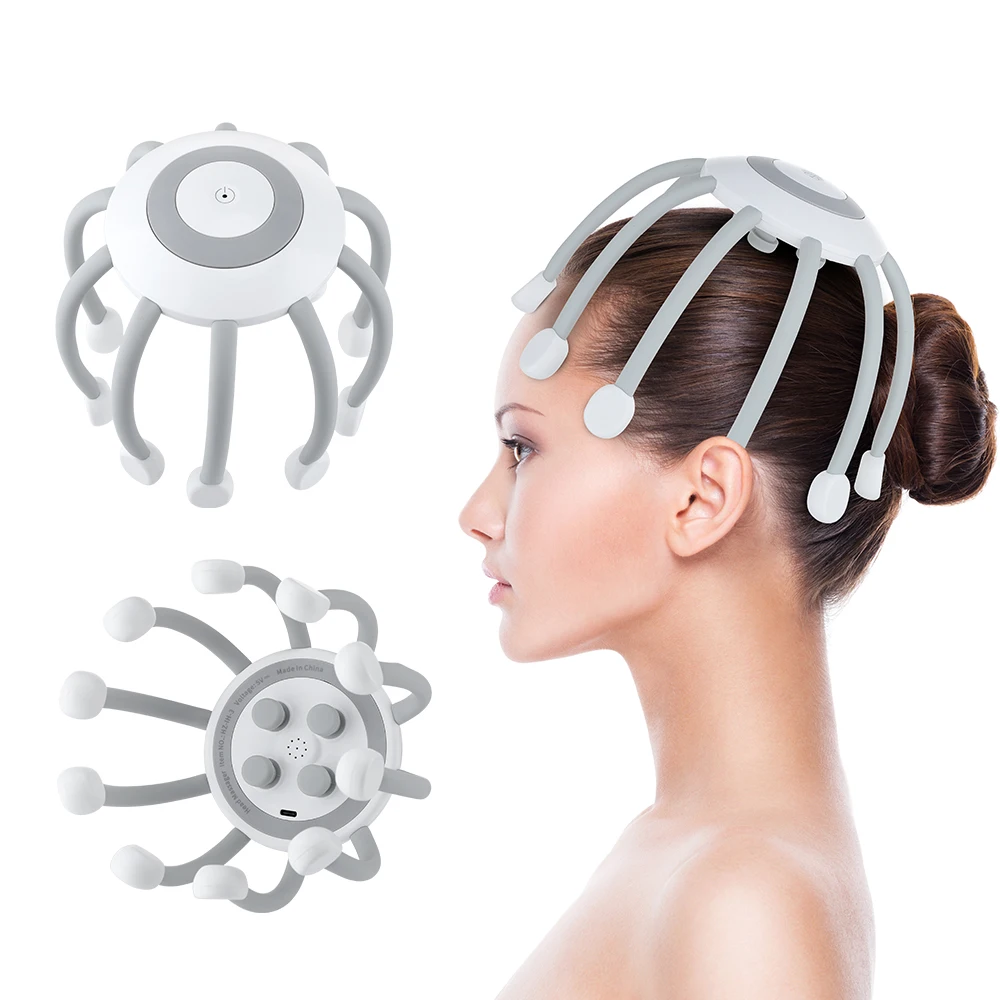 

Electric Head Scalp Massager Rechargeable Head Scratcher 4 Vibration Modes Hands-Free Auto-Off Function Scalp Stress Relief Tool