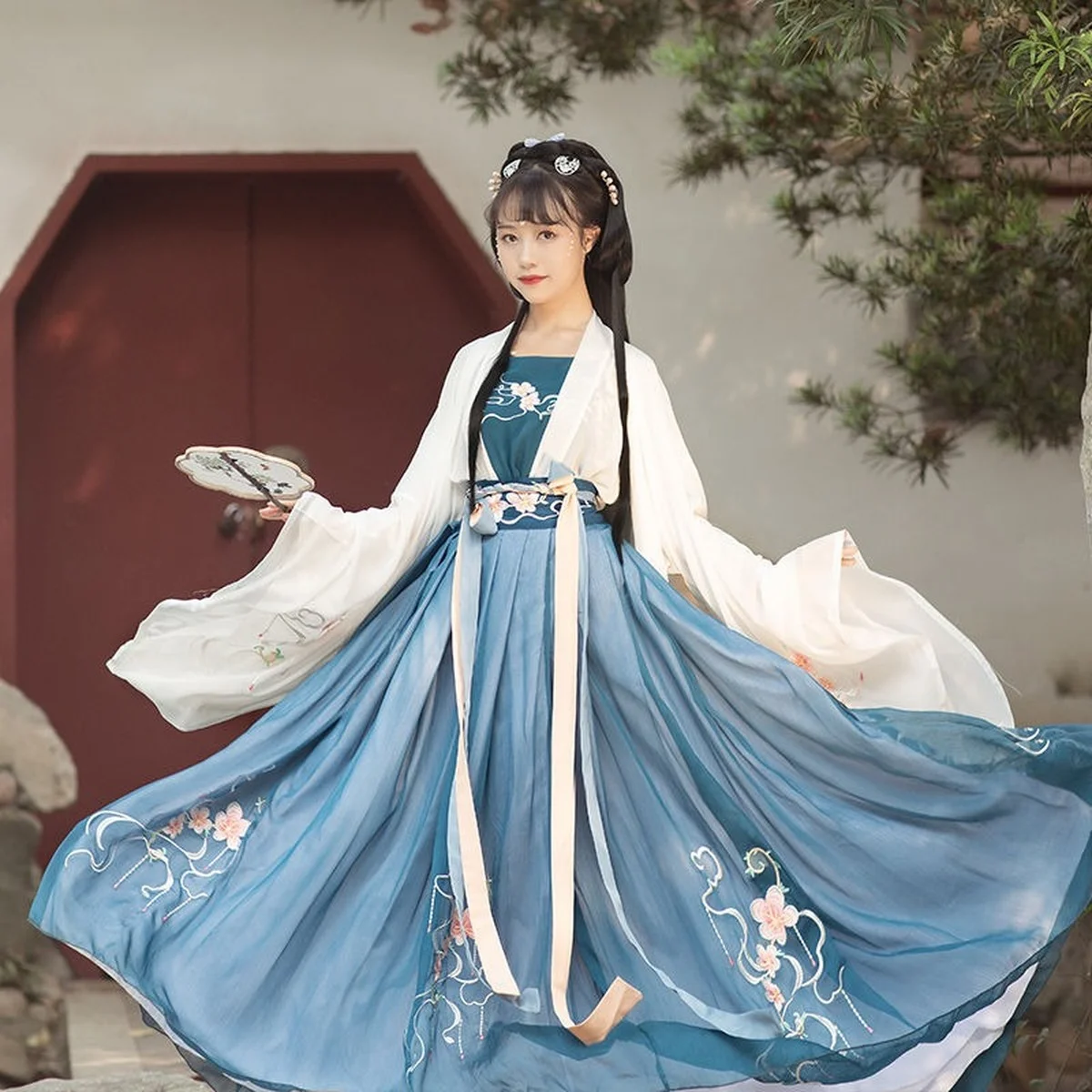 

Hanfu Female Chinese Style Traditional Costume Fairy Embroidery Ancient Style Cherry Blossom Princess Stage Performance Costume