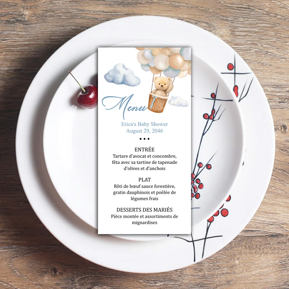 

Blush Pink Floral christening menu Cards, Personalized, Wedding, Shower, Dinner, Brunch