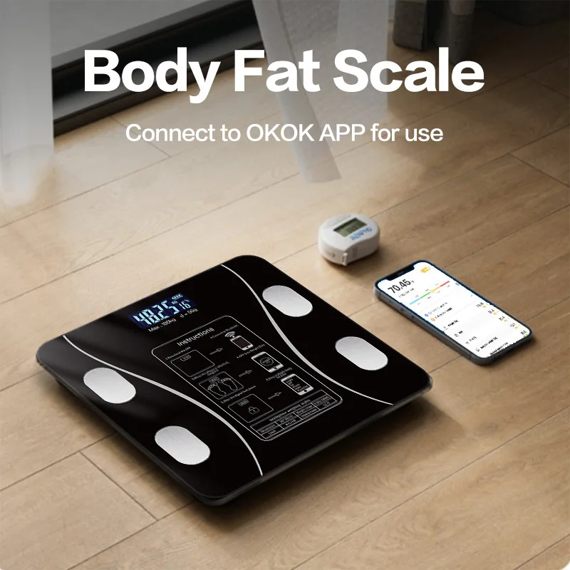 Smart Bluetooth Body Fat Scale Rechargeable Electronic Weighing_voghion.com