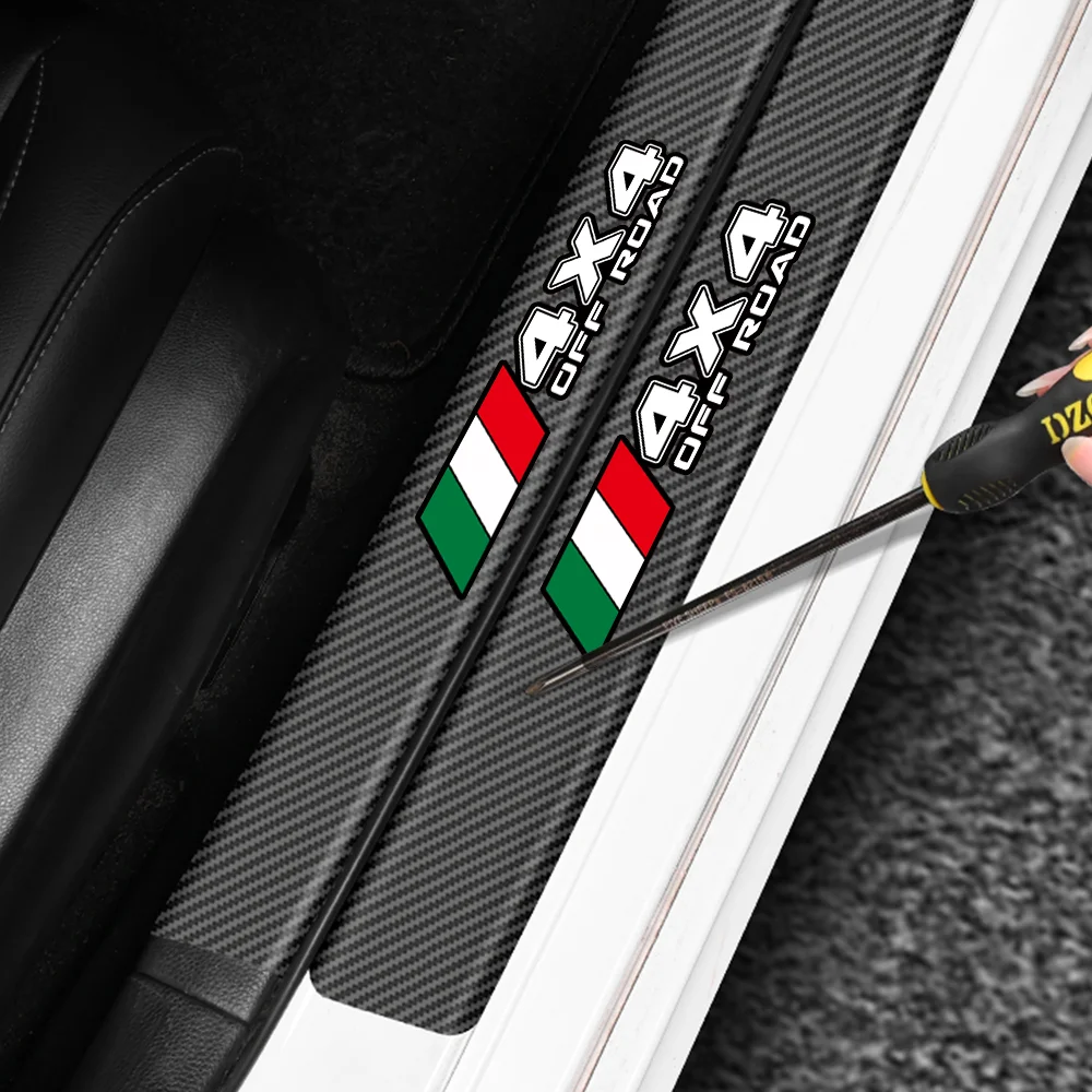 4x4 Off Road Auto Carbon Faser Aufkleber Auto Tür Schwelle Stamm Stoßstange Schutz Streifen Für FIAT Abarth Punto Tipo panda Doblo – Detail 5