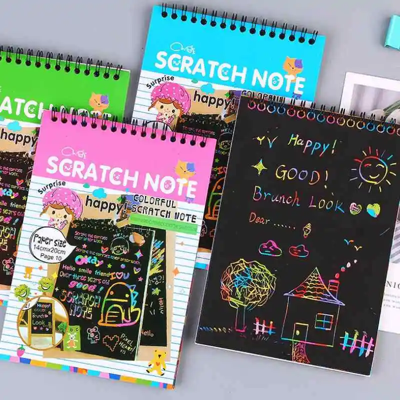 Rainbow Magic Scratch Off Paper Set for Kids Arts Scraping Painting Toy Children DIY Graffiti Book Montessori Educational Toys