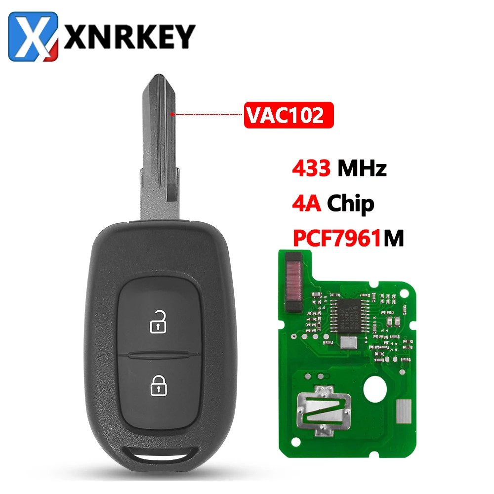 XNRKEY 2Button Smart Remote Car Key Control Key For Renault Sandero Logan Lodgy Dokker Dacia Duster 433MHZ 4A PCF7961M Chip