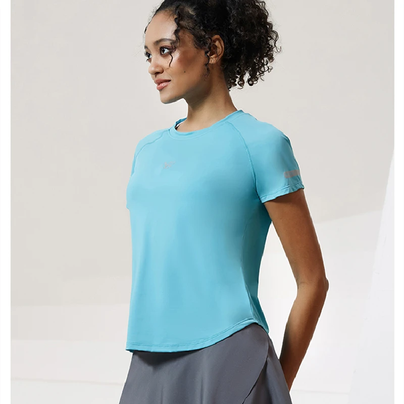Women Sport Tops Mesh Stitching Breathable Yoga Shirt Short