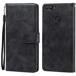 Leather Wallet Flip Case for Huawei P Smart - Soft and Stylish Protection (Black)