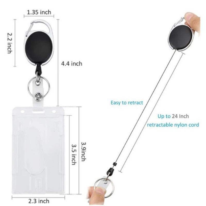

1pc Credit Card Clear Plastic ID Badge Card Holder for Bank Cards Protector Transparent Cardholder With Retractable Badge reels
