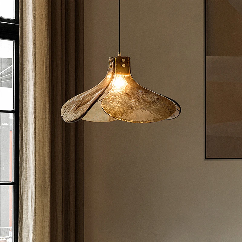 

Retro Glass Pendant Light LED Copper Clover Shape Kitchen Loft Home Accommodation Restaurant Bar Bedroom Coffee Study Lampshape