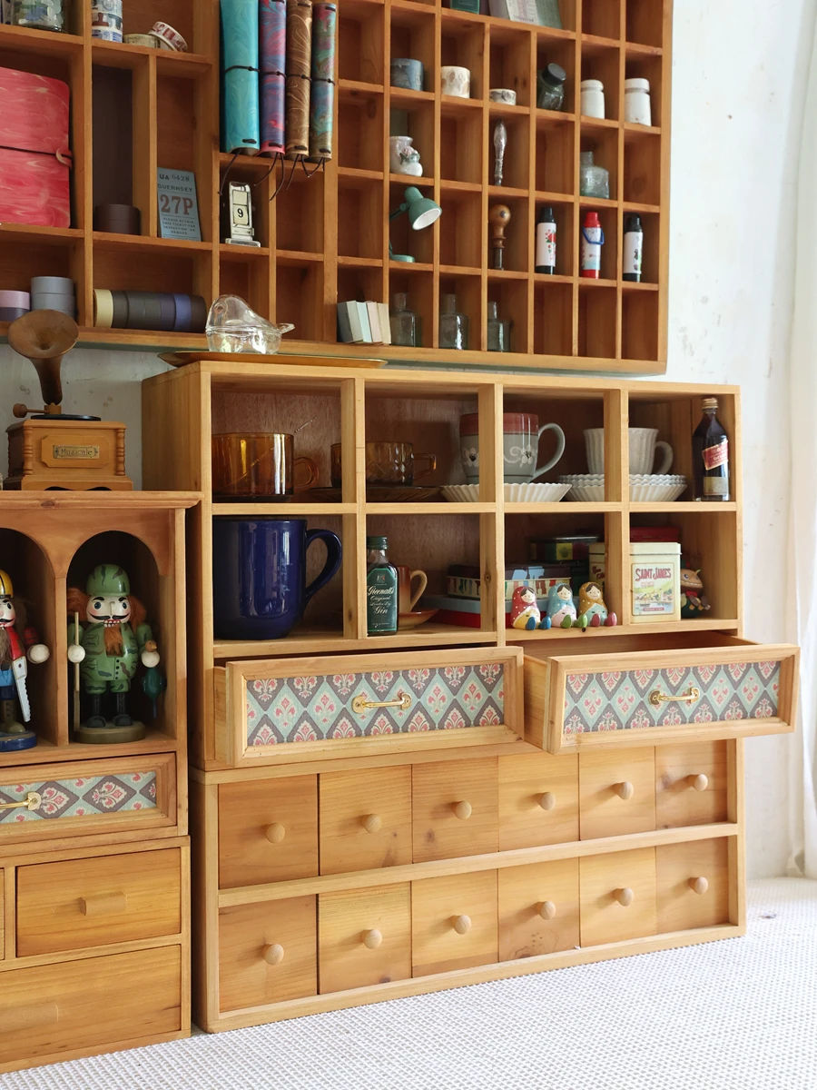 

Винтажная полка для чайной чашки, 8 чашек с 2 ящиками, кухонный Органайзер