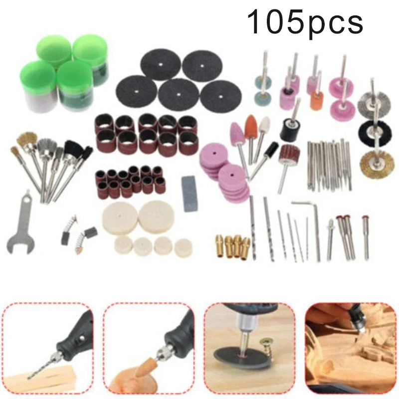 

105pcs/Set Electric Drill Grinder Rotary Tool Grinding Engraving Polishing Kit For Cutting, Engraving, Grinding, Cleaning Etc