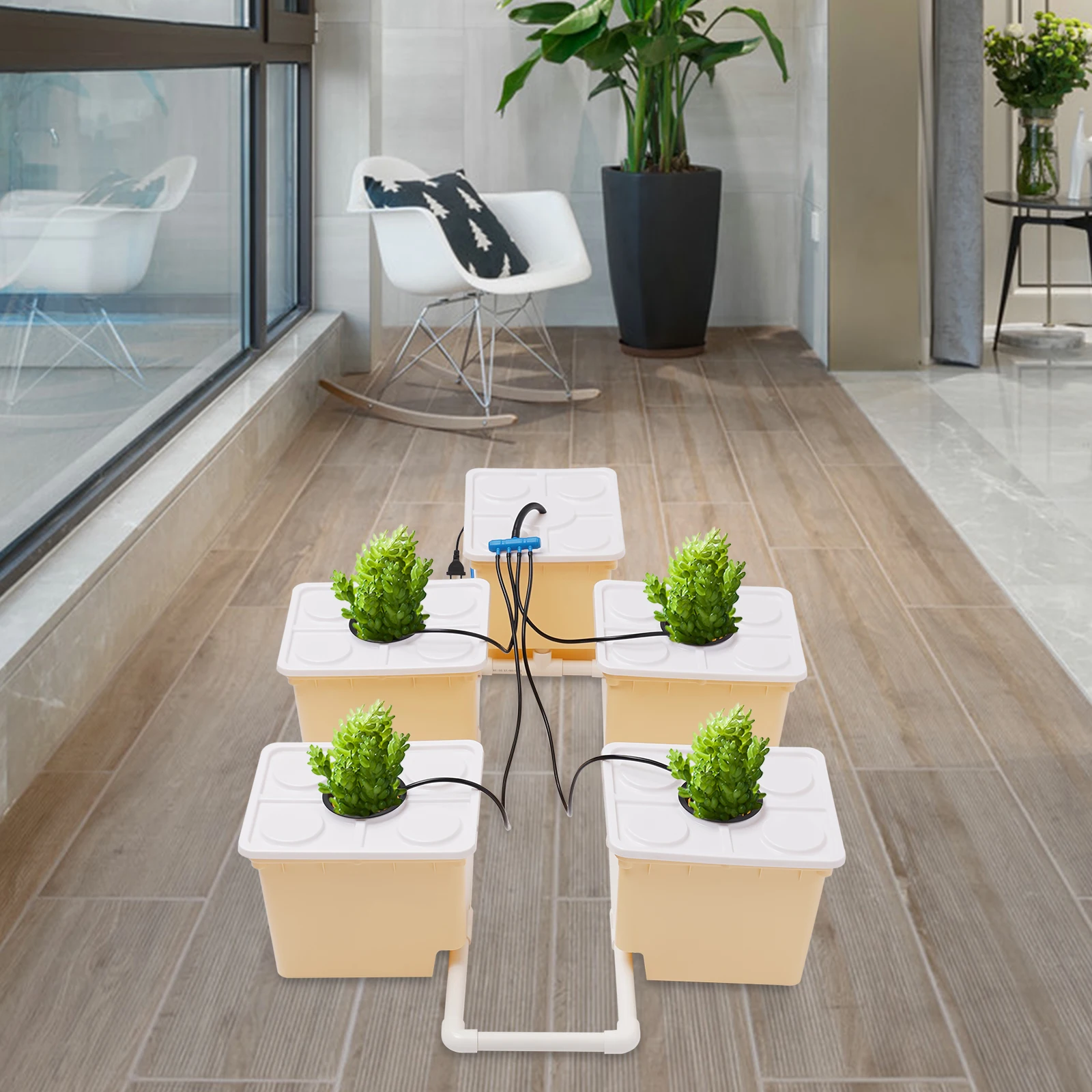 5-Bucket Hydroponic System Kit 79GPH Water Pump 2.9Gal Buckets Complete Hydroponics Growing System for Indoor/Outdoor Garden