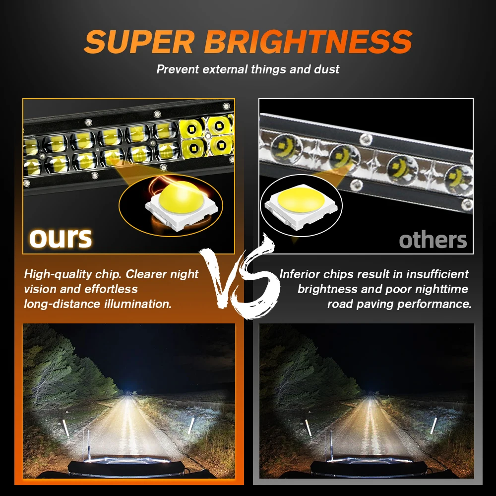 CO LIGHT LED 라이트 바 52인치 스팟 플러드 콤보 초슬림 듀얼 로우 12D LED 드라이빙 오프로드 라이트 (트럭, 픽업트럭, SUV, ATV용)