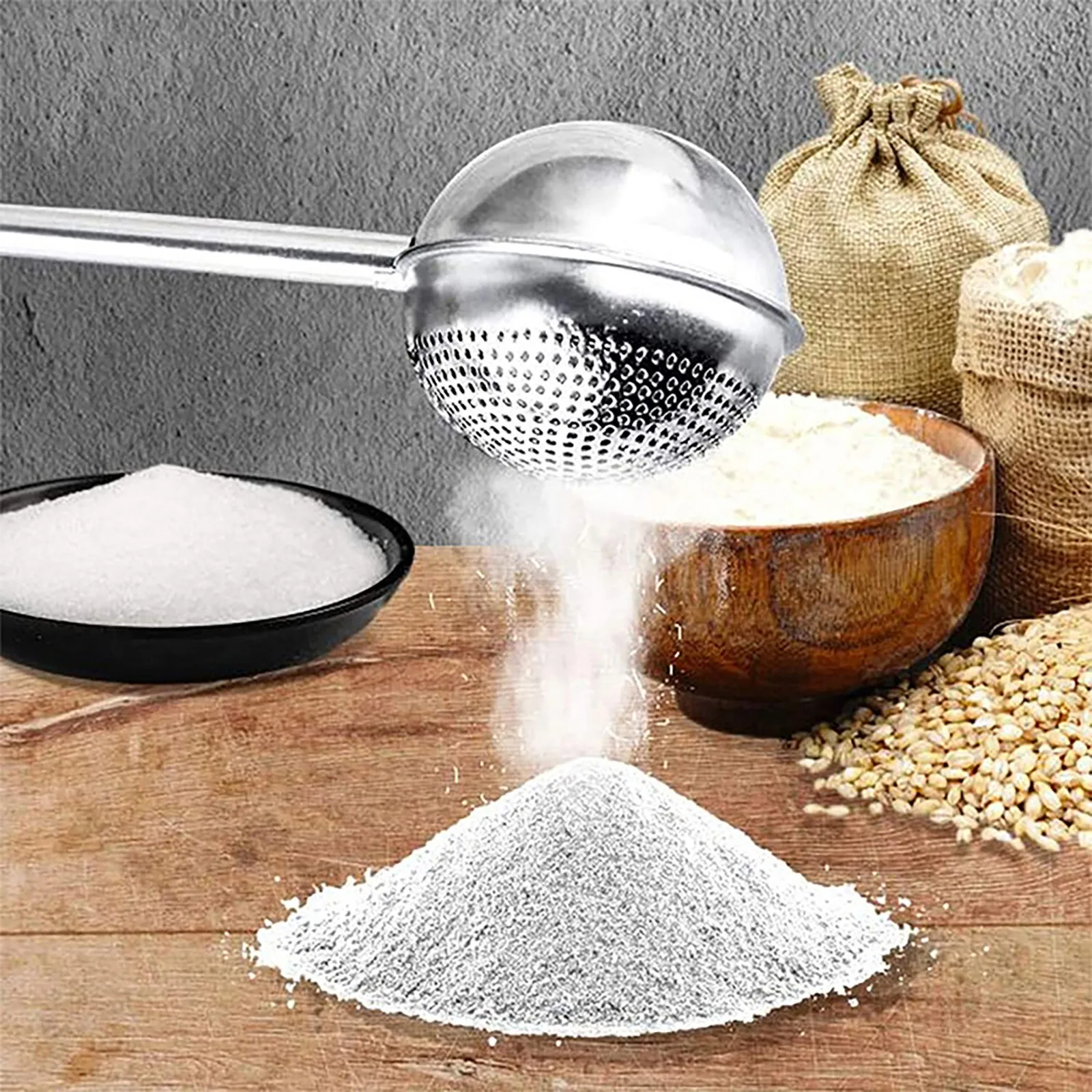 Baking Tools Mesh Strainer Fine Mesh Strainer Powder Sieve Powder Sugar Shaker Powder Shaker Sugar Duster Flour Sugar Sieve For Powdered And Spices Cake Decorating Tool Baking Accessory