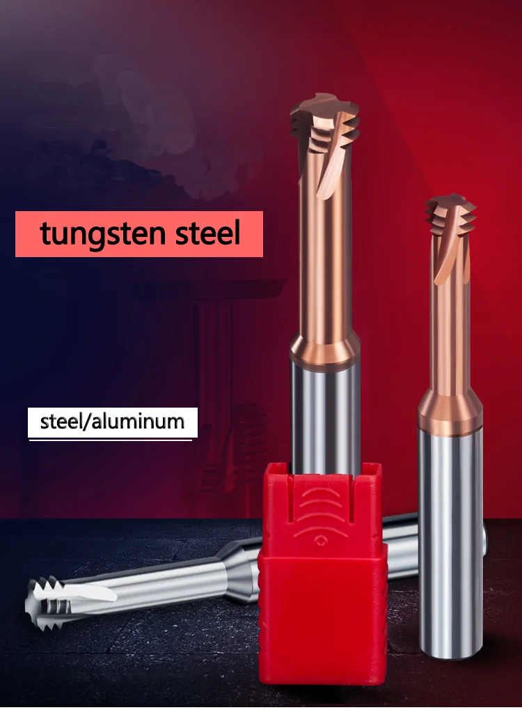 New DLC M1 M6 M8 M10 M16 HRC65 Tridentate Thread Cutter Bit Three Teeth Aluminum Processing Tungsten Steel Alloy Thread Mills