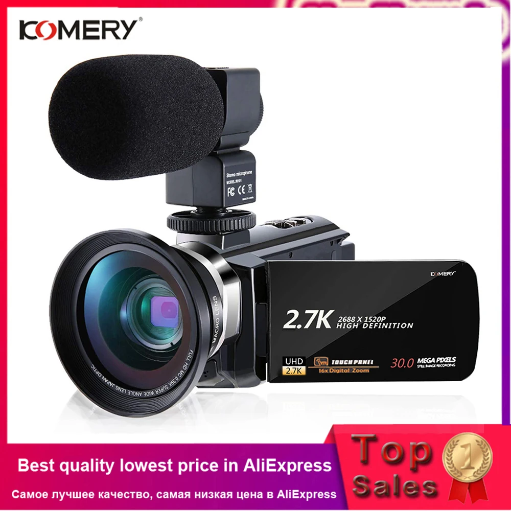 2.7K Video Camcorder Handycam 30MP Touch Screen 16X Zoom Streaming For