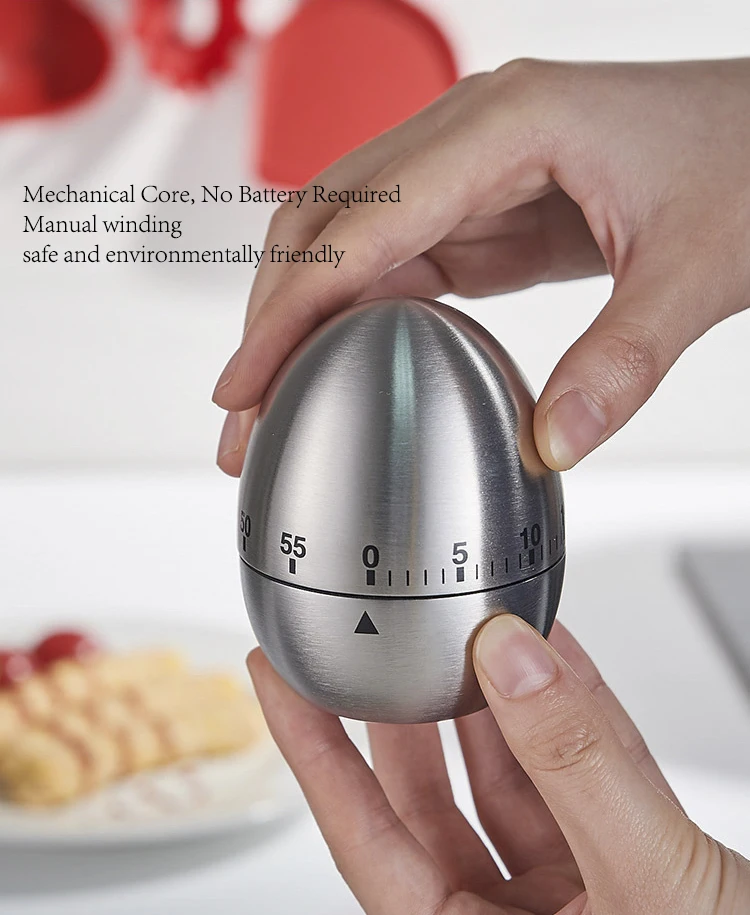 Creative Stainless Steel Kitchen Mechanical Timer/Egg Type 60 Minutes