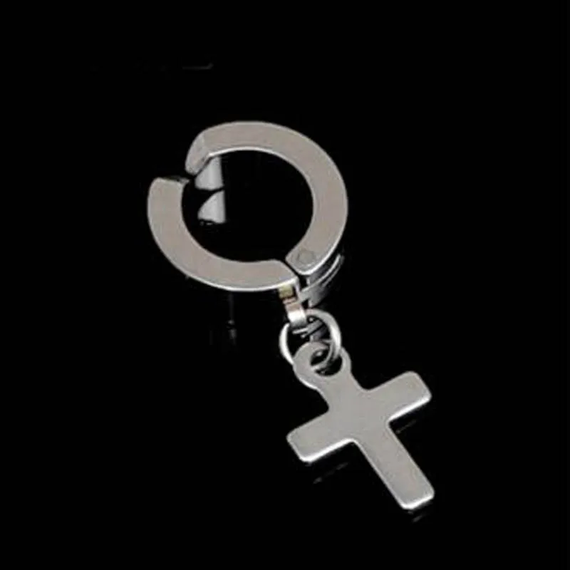 Ear Clip Earrings Clip Earrings Ear Clip Ear Accessories Men Clip Earrings Cross Shaped Titanium Steel Ear Clip Earrings