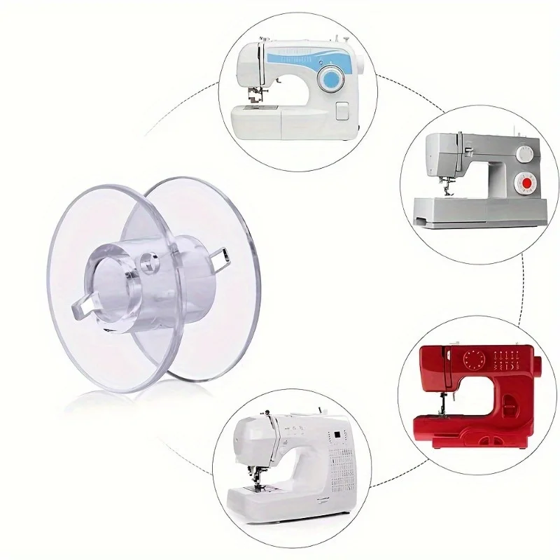 100pcs Transparent Spool Sewing Machine Spool Household Transparent Plastic Bobbin
