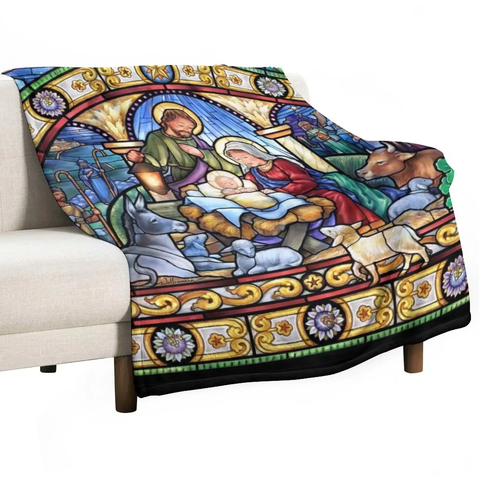 

Stained Glass Nativity Throw Blanket Softest Flannels Soft Beds Blankets